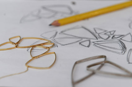 Specialdesign, skitser af Trine Trier, smykker, "isflager"